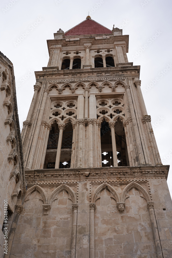Fototapeta premium Trogir, Croatia - May 28, 2022- Bell Tower Of Cathedral of St. Lawrence