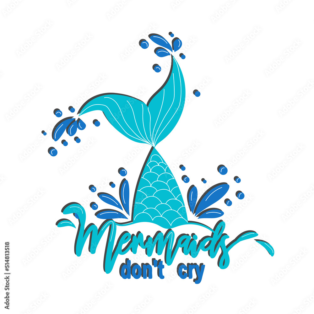 Mermaid card with hand drawn sea elements and lettering. Inspirational quote about the sea. Mythical Mermaid card with hand drawn sea elements and lettering. Inspirational quote about the sea. Mythical