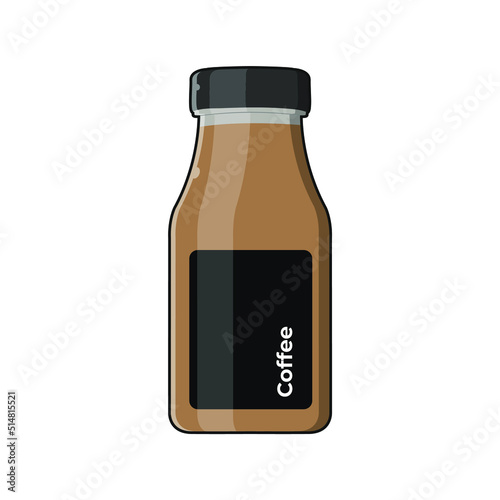 Ready to Drink Coffee in Plastic Bottles. Food and Drink Icon Concept. Flat Cartoon Vector Illustration Isolated
