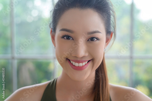 Free Download Portrait of fit young woman wearing sportswear at home, sport and healthy lifestyle concept. - GFXLoad