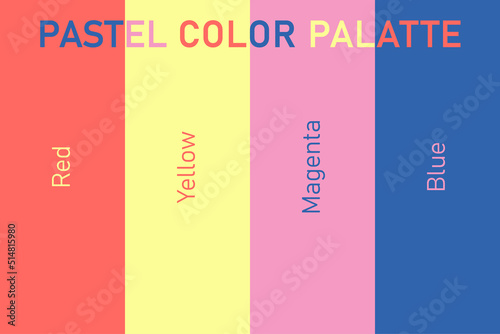 Pastel red, yellow, magenta, blue color palette photo