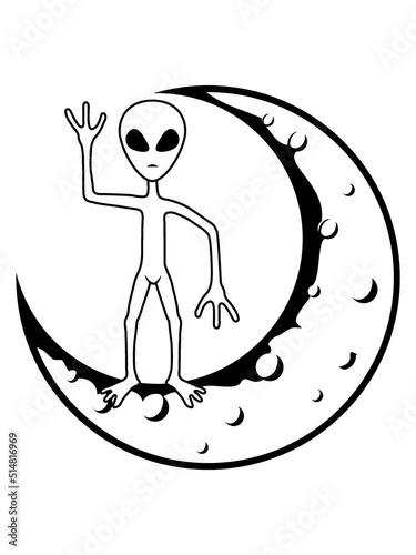 Stehendes Mond Alien winkt 