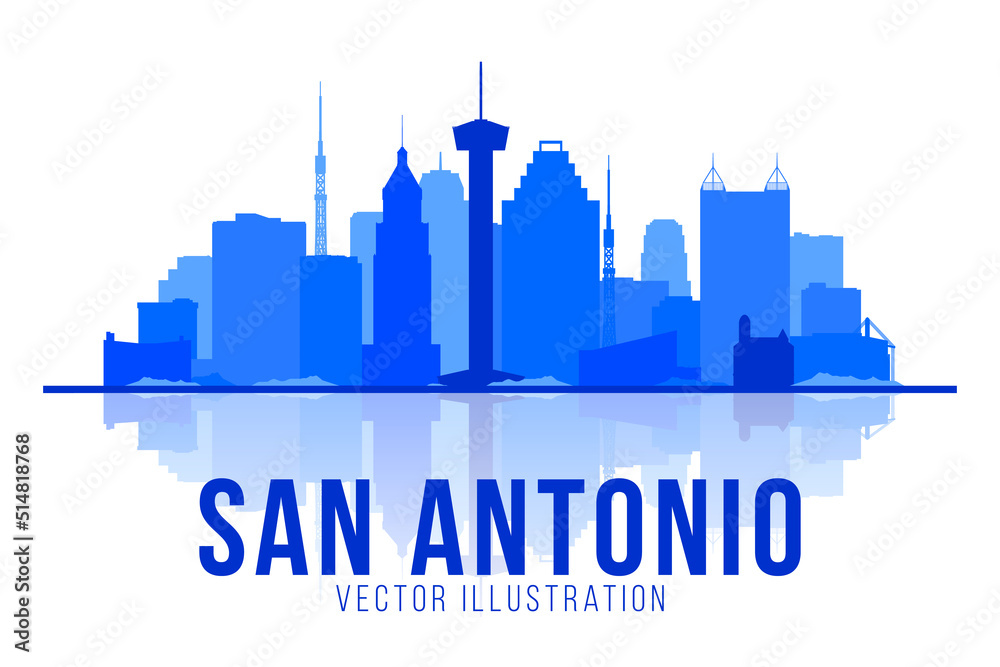 Fototapeta premium San Antonio Texas (United States) silhouette skyline vector background. Flat trendy illustration.