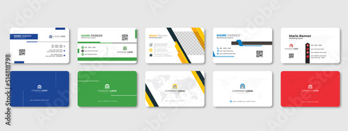 business card template design with front and back presentation. vector illustration. Stationery design set. 