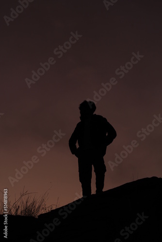 Silhouette of a model from the hill station on evening time