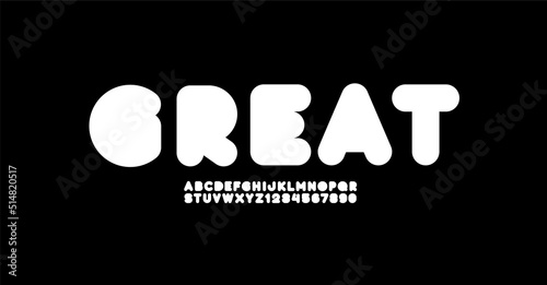 Rounded font, ultra bold alphabet, letters and numbers made in cartoon style, vector illustration 10eps