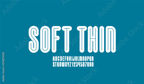 Condensed black font, rounded high alphabet, modern letters and numbers