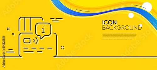 Credit card line icon. Abstract yellow background. Approved bank money payment sign. Non-cash pay symbol. Minimal card line icon. Wave banner concept. Vector