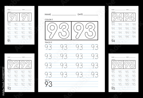 Tracing And Coloring Numbers Worksheets Learn Numbers.