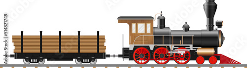 Vintage steam locomotive and wagon 