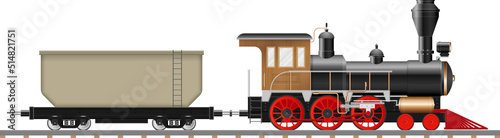 Vintage steam locomotive and wagon 