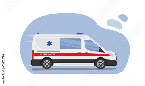 Flat style ambulance. Vector illustration.