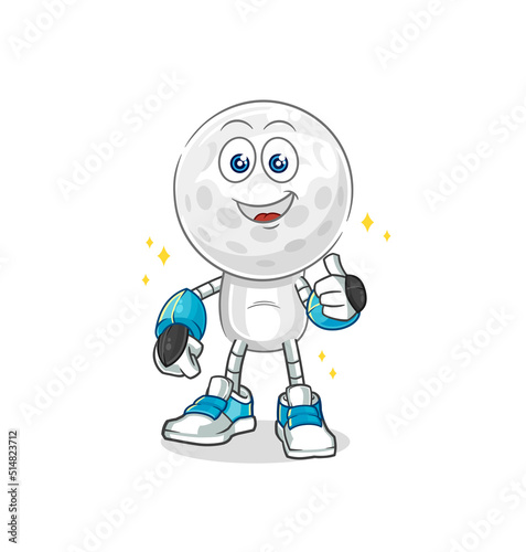 golf head robot character. cartoon mascot vector