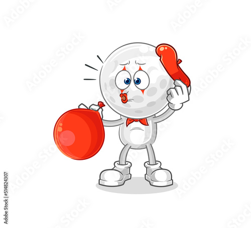 golf head pantomime blowing balloon. cartoon mascot vector