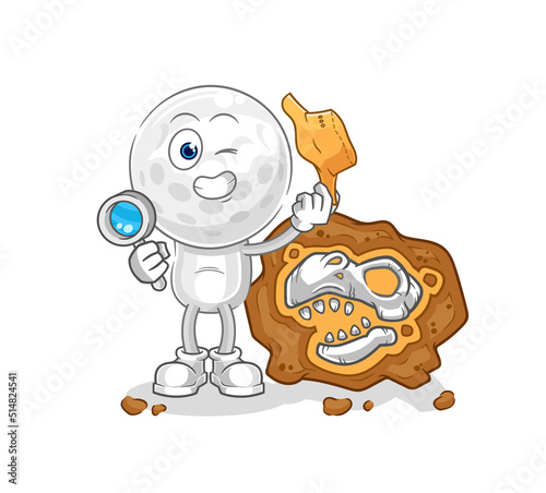 golf head archaeologists with fossils mascot. cartoon vector