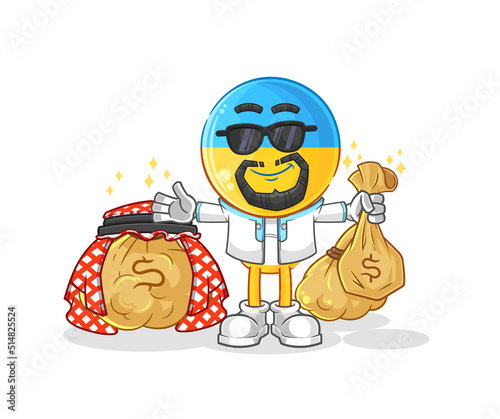 ukraine flag head rich arabian mascot. cartoon vector