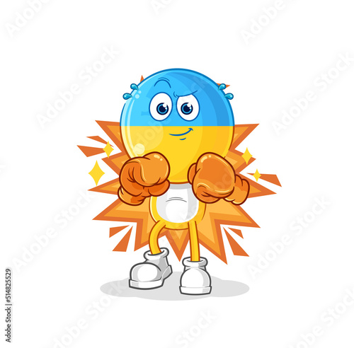 ukraine flag head boxer character. cartoon mascot vector