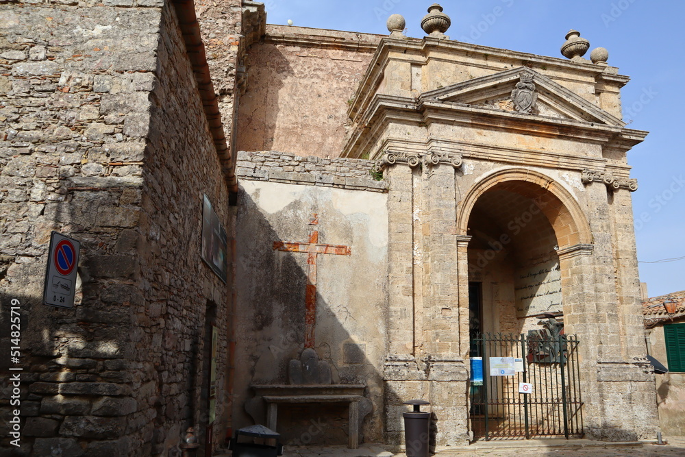 Erice, Sicily (Italy): Real Duomo (Real Chiesa Madrice Insigne Collegiata) built in 1314 dedicated to the Assumption of the Virgin and King Frederick's Tower 