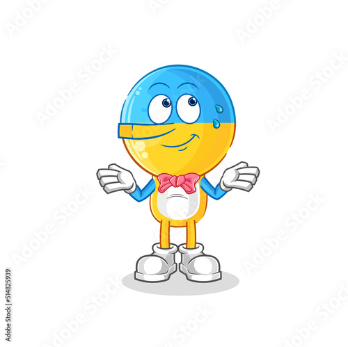 ukraine flag head lie like Pinocchio character. cartoon mascot vector