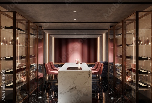 Bild auf Leinwand 3d render of wine shop taste house