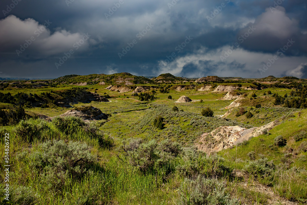 The North Dakota Badlands in Trddy Rosevelt National Park, eastern North Dakota.