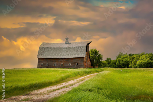 A barn on prarie grass land in estern North Dakota. photo