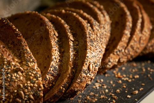 Organic natural seed bread baked at home