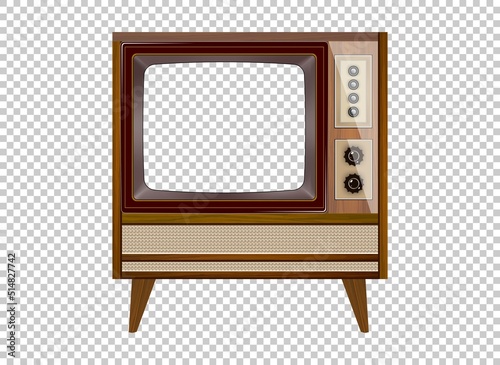 Vector retro television mock up isolate on transparent grid