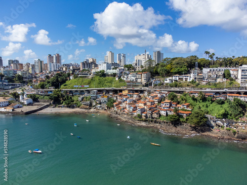 Social contrast and natural beauty in coastal metropolis Salvador  Bahia  Brazil