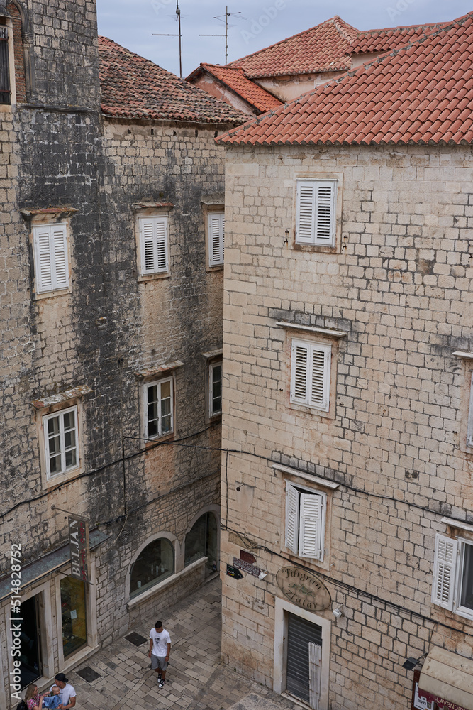 Trogir, Croatia - May 28, 2022- the view from the terrace of the Cathedral of St. Lawrence 