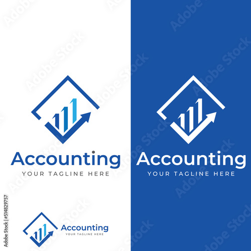 Financial accounting logo, with check mark for financial accounting stock chart analysis. In modern template vector illustration concept style.