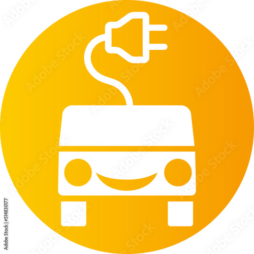 Oranger Button E-Auto Ladestation mit Smiling Car