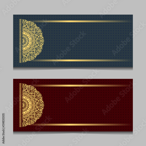 Facebook cover banner background, set of banners with pattern and mandala