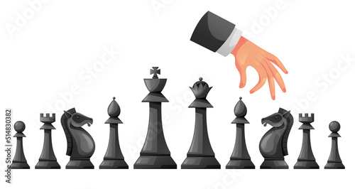 Chess piece battle competition strategy concept. Vector flat graphic design illustration 