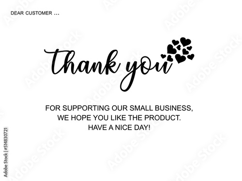 Thank You Card. Thank you for your order card with white background and black design  eps vector