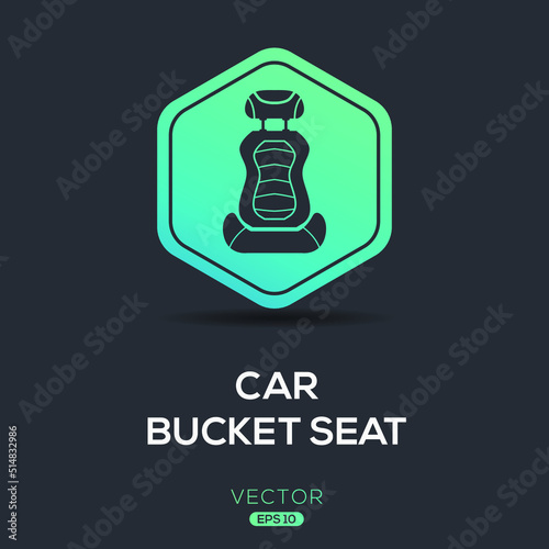 Creative (Car bucket seat) Icon, Vector sign.