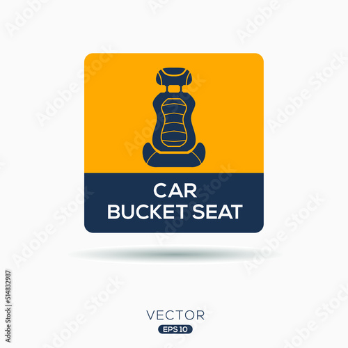 Creative (Car bucket seat) Icon, Vector sign.