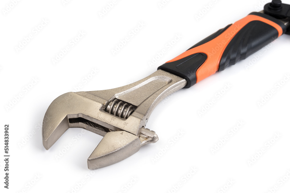 Adjustable wrench key on a white background Adjustable wrench key on a white background