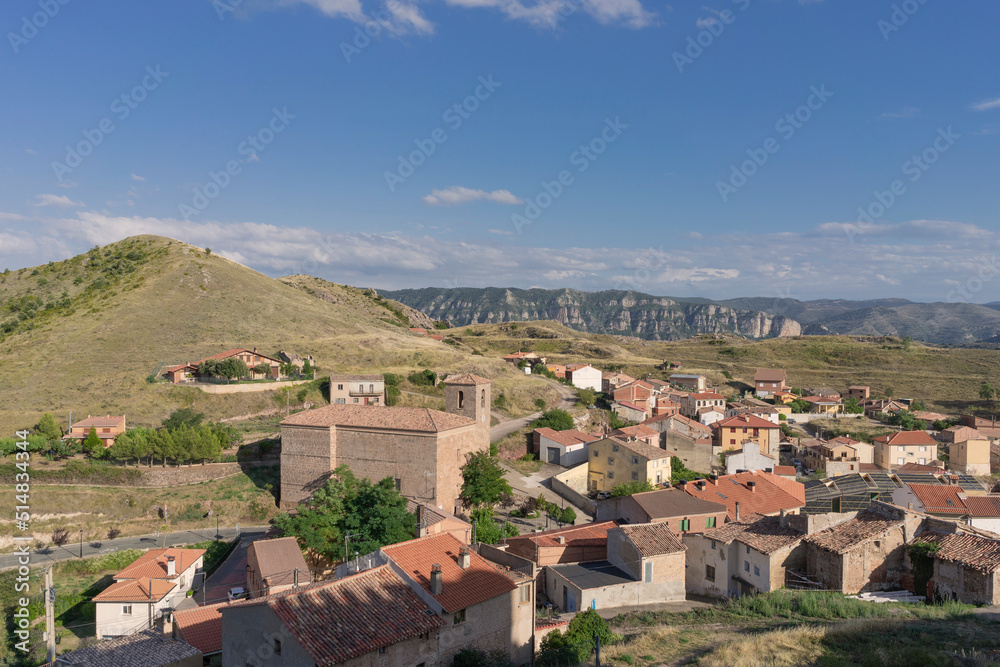 From the castle of la rioja, Spain, you can see views of the town of Clavijo.