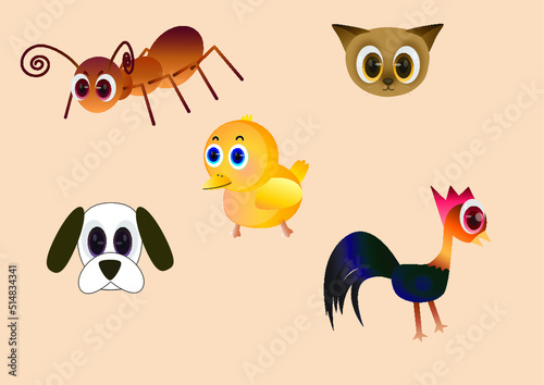 set of funny animals