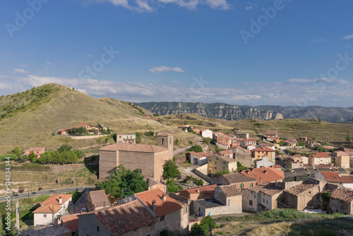 From the castle of la rioja, Spain, you can see views of the town of Clavijo. photo
