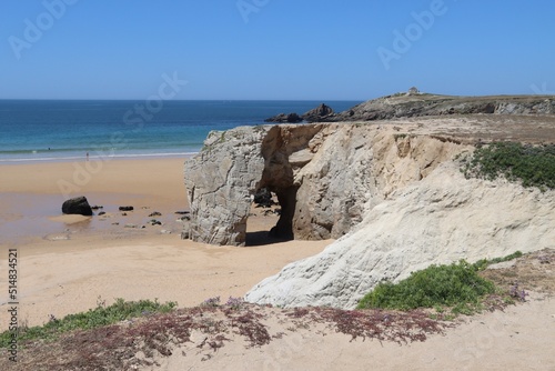 cliffs and arch at the wild coast in Quiberon  photo