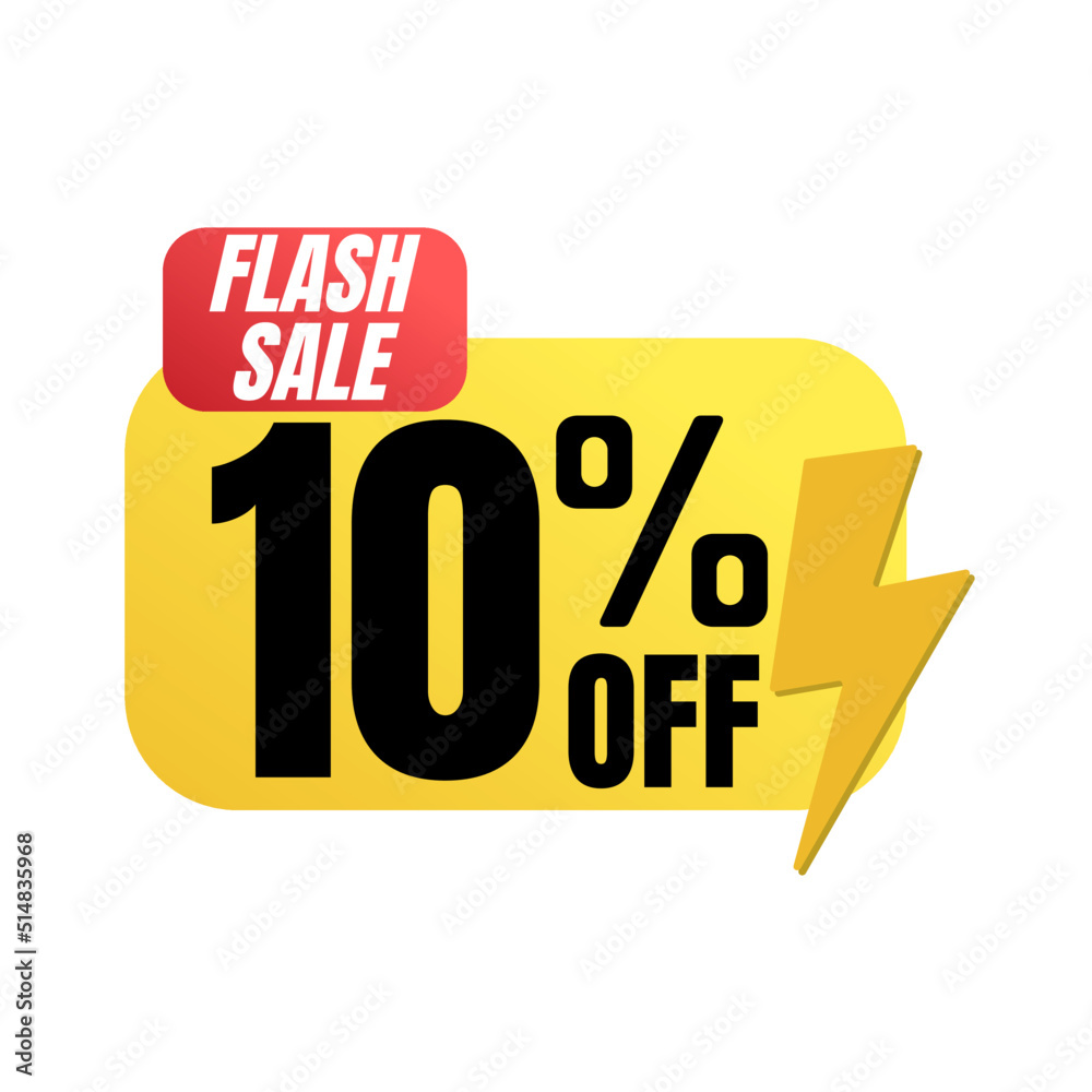 10% percent off(offer), flash sale, yellow and red lightning discount 3D design. vector illustration, Ten 10% percent off(offer), flash sale, yellow and red lightning discount 3D design. vector illustration, Ten