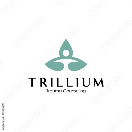 Trillium logo Design. People, drop and leaf vector. photo