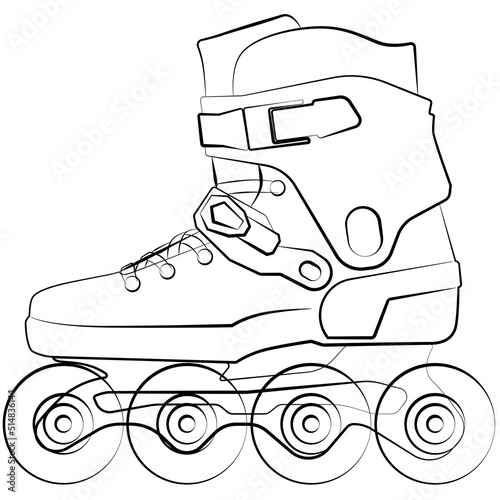 Inline skates, Roller Freeskate, Freestyle Slalom Rollerblad. sketch drawing, contour lines drawn photo