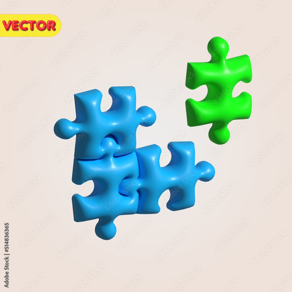 3d puzzle, jigsaw, incomplete data concept. Vector 3d puzzle, jigsaw, incomplete data concept. Vector