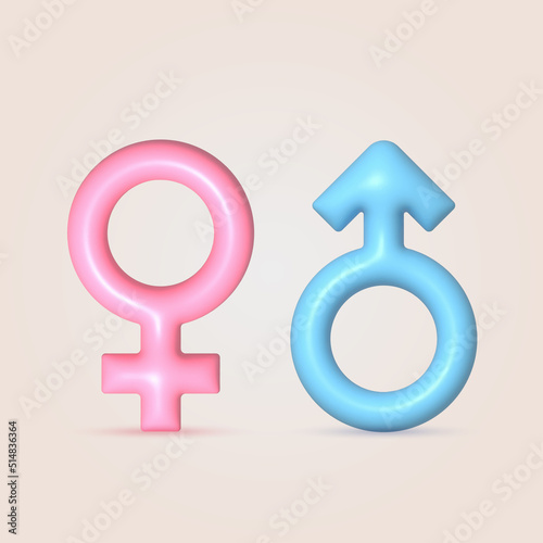 3d male and female symbol icon. Vector