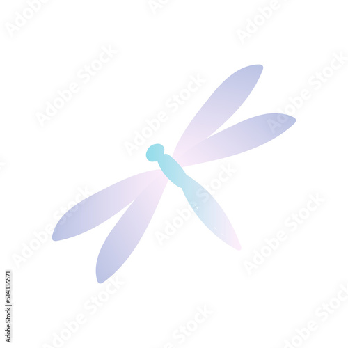 Simple dragonfly on a white background. Cute insect. Vector illustration