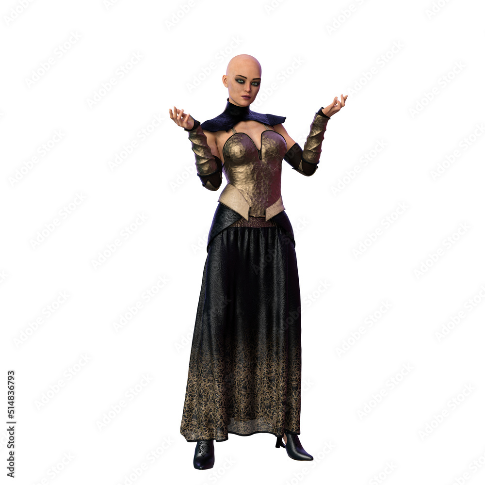 Dark Queen Warrior Woman with Metal Crown, 3D Illustration, 3D Rendering Dark Queen Warrior Woman with Metal Crown, 3D Illustration, 3D Rendering