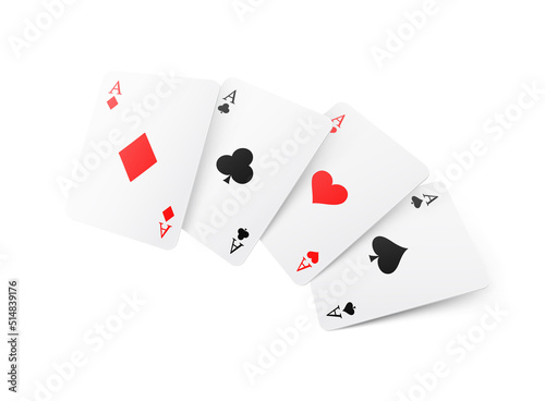 Playing cards set. Vector illustrations of cards with suits isolated on white background. Ready for your design. EPS10.